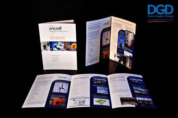 Sample of rush work, in this example brochure and exhibition display material for encraft